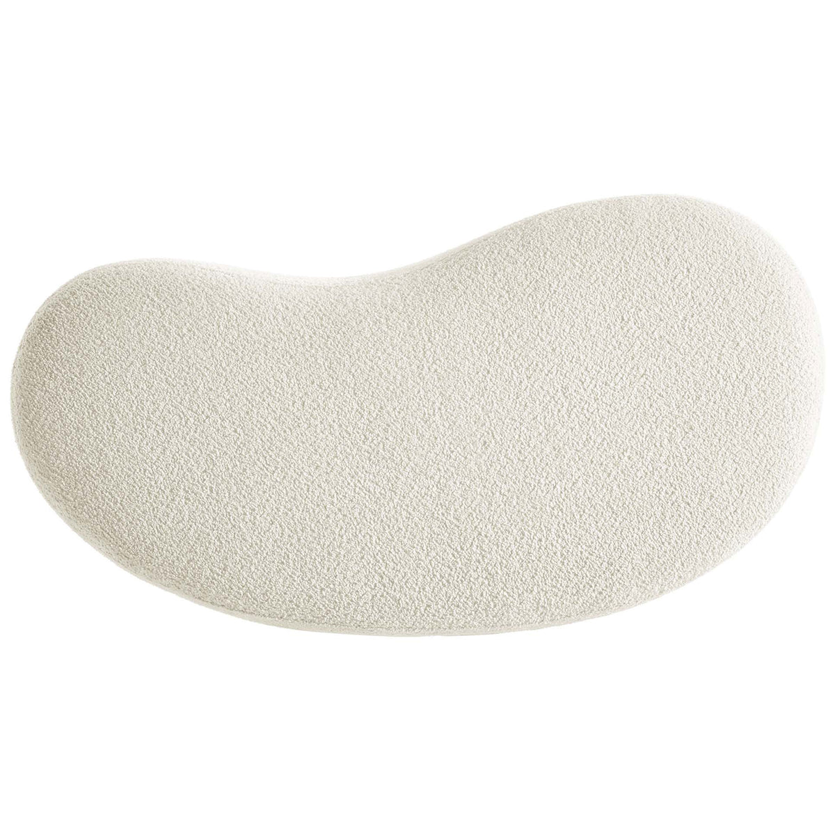 Generous kidney-shaped top in creamy chenille upholstery provides ample space for trays, books, or decor. || EEI-6816-CRE || top_studio