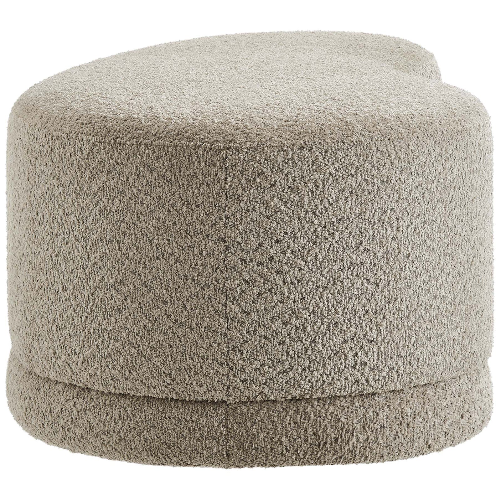 Thickly padded Nimbus ottoman bench in oat chenille with a smooth, rounded side profile || EEI-6816-OAT || side_studio