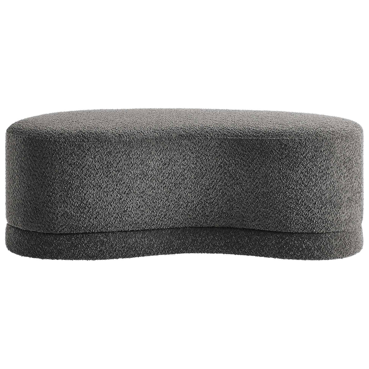 Nimbus 48 inch dark gray chenille ottoman bench with organic curves and low profile seating. || EEI-6816-SLA || front_studio