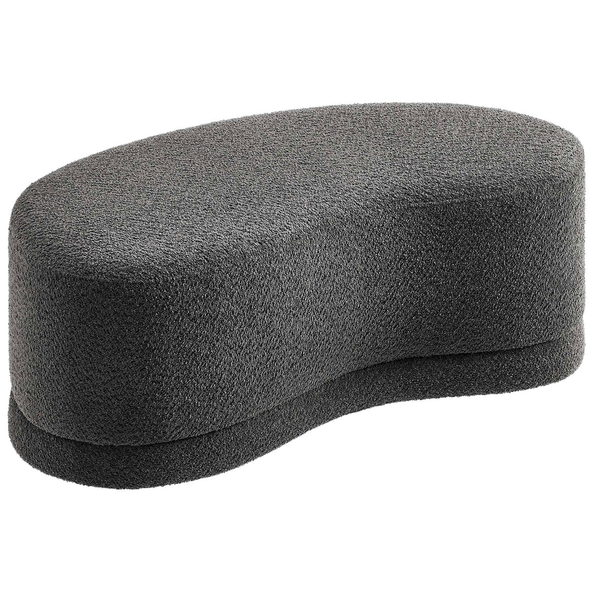 Modern dark gray chenille ottoman bench offering generous surface space for seating or a casual coffee table. || EEI-6816-SLA || front_angle_studio