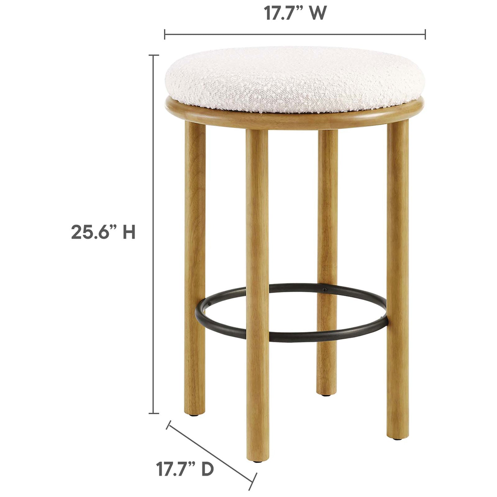 Compact counter-height design with a round 17.7 inch seat sized to fit comfortably at your island || EEI-6818-OAK-IVO || dimension_studio