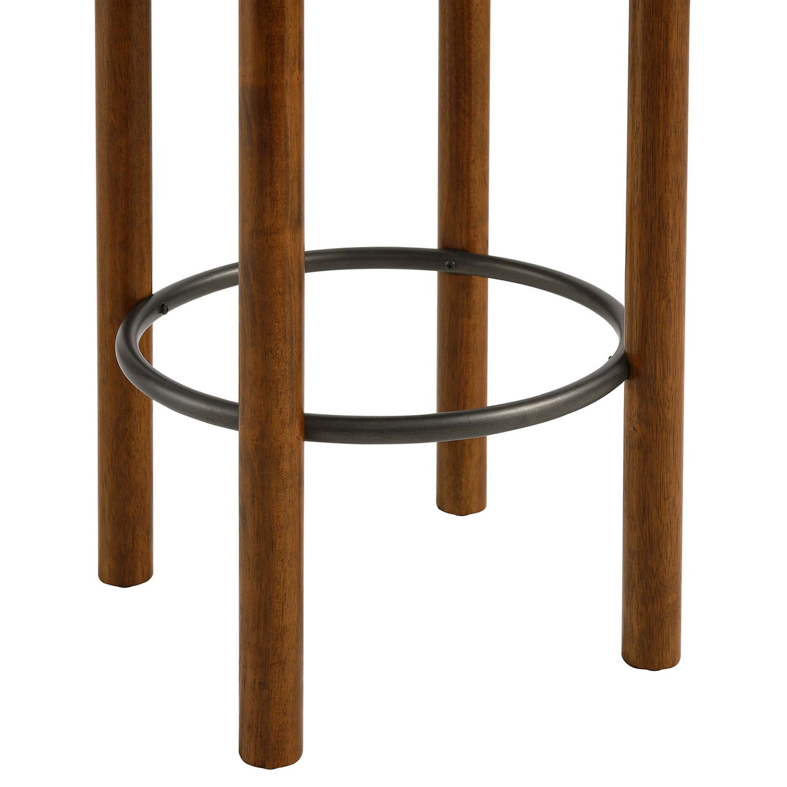 Walnut legs meet a powder-coated ring footrest with smooth, rounded edges || EEI-6818-WAL-TAU || detail_studio