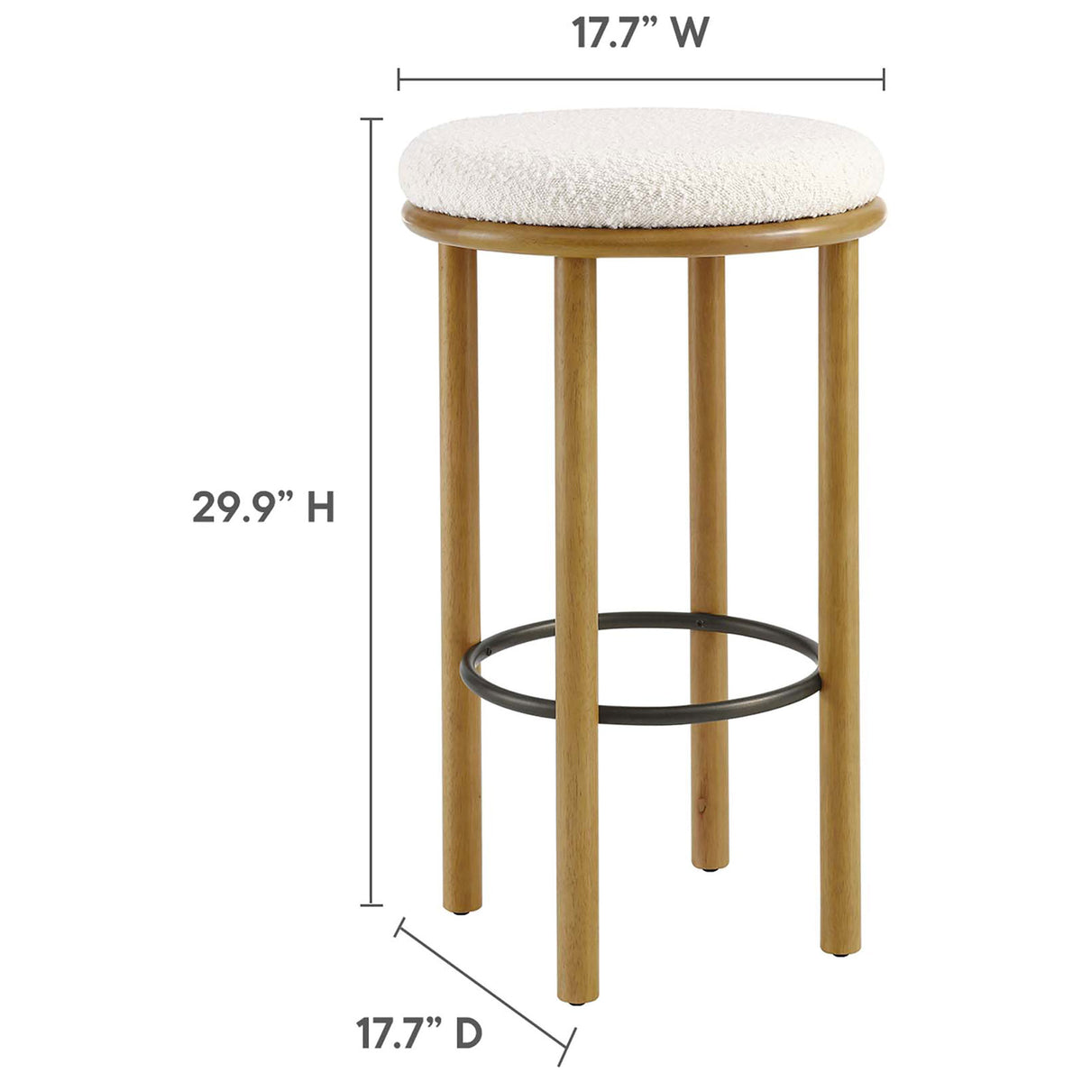 Tall bar-height profile with a compact 17.7 inch footprint to tuck neatly under counters || EEI-6819-OAK-IVO || dimension_studio