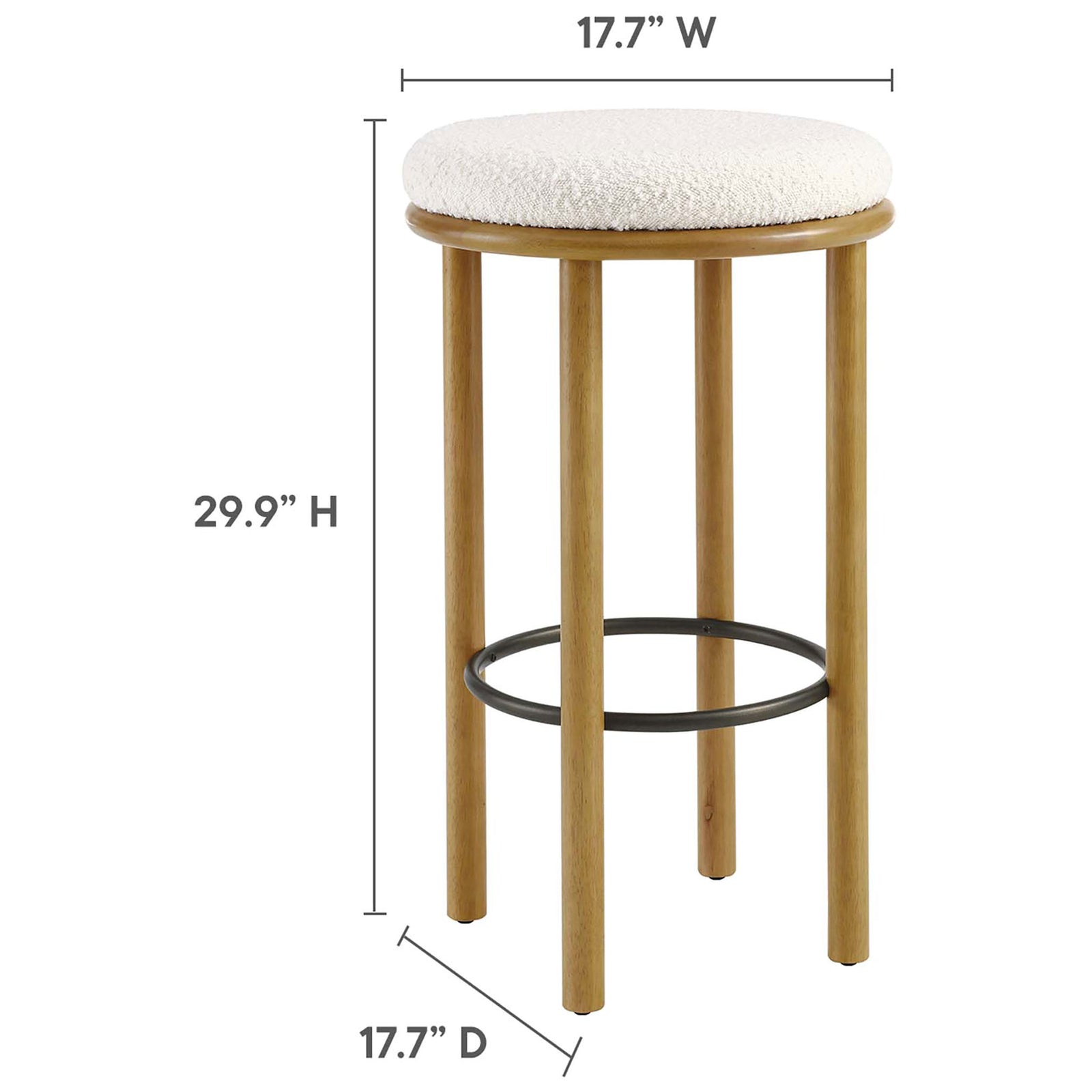 Tall bar-height profile with a compact 17.7 inch footprint to tuck neatly under counters || EEI-6819-OAK-IVO || dimension_studio
