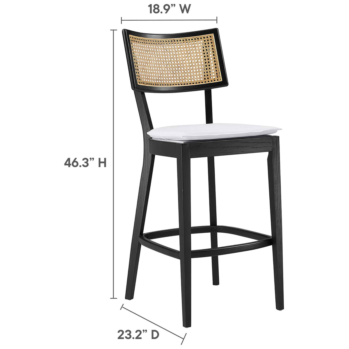 Tall bar stool sizing designed for entertaining spaces || EEI-6820-BLK-WHI || dimension_studio
