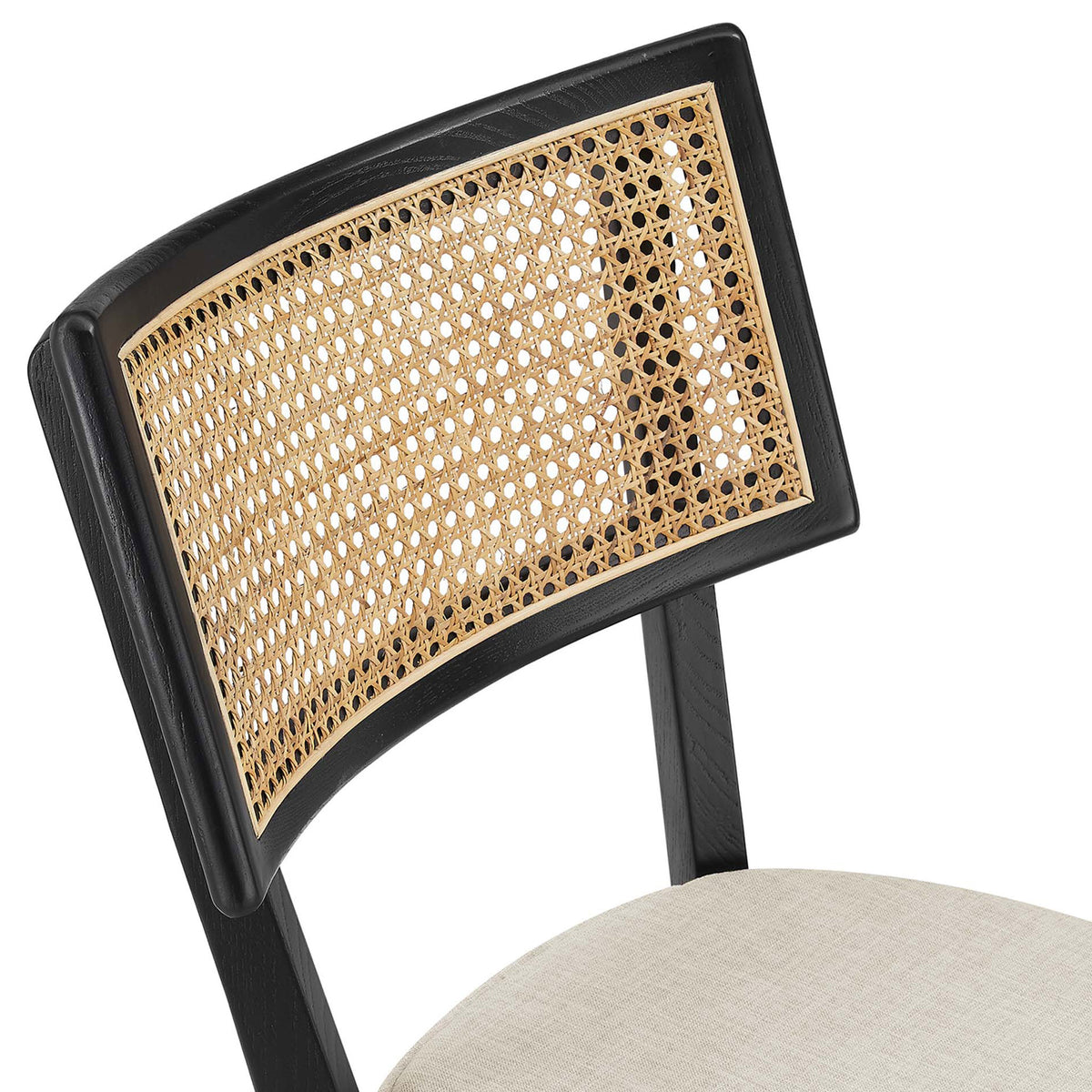 Handwoven rattan cane brings breathable comfort and artisanal character || EEI-6821-BLK-BEI || detail_studio