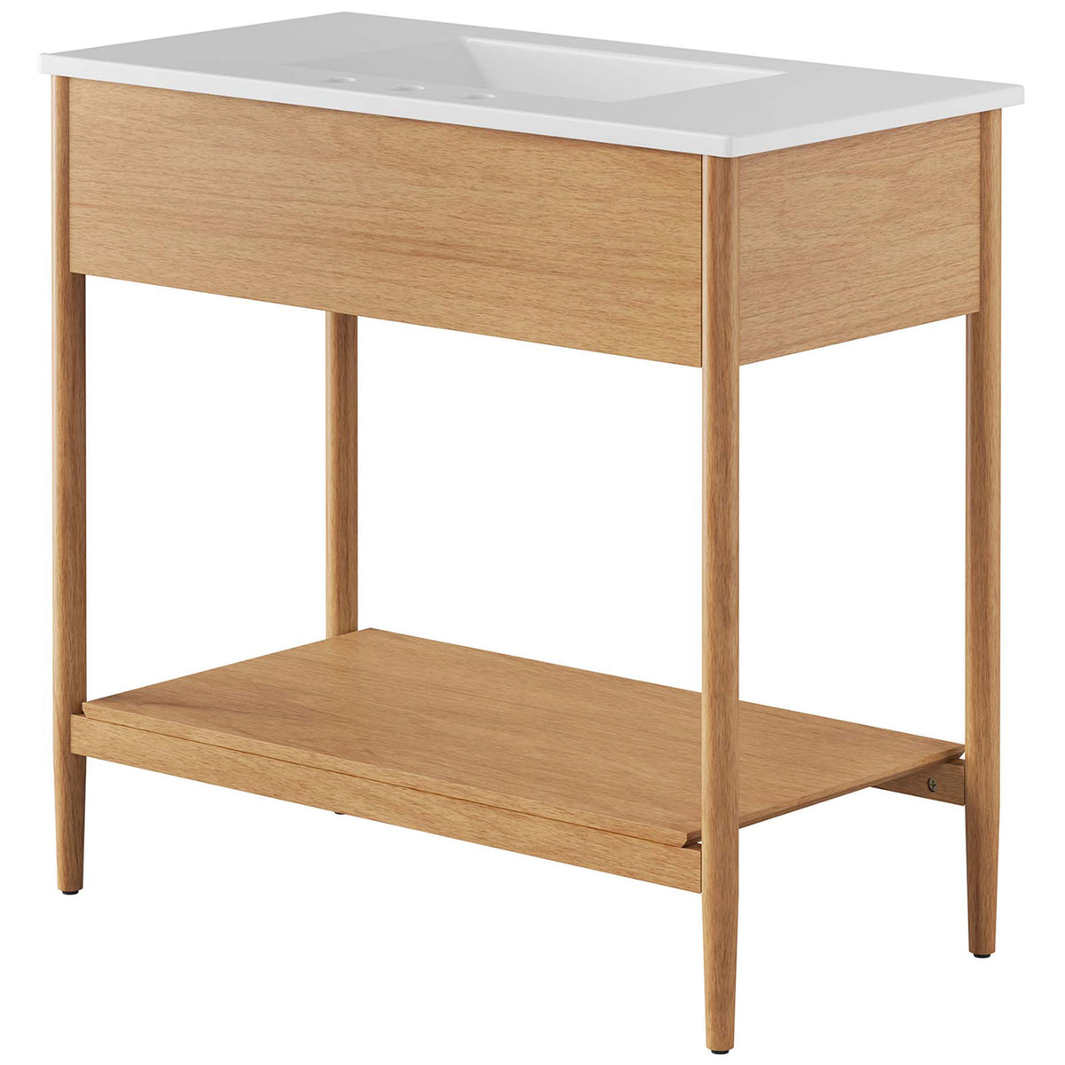 Back design highlights durable frame construction and seamless countertop. || EEI-6822-NAT-WHI || back_angle_studio