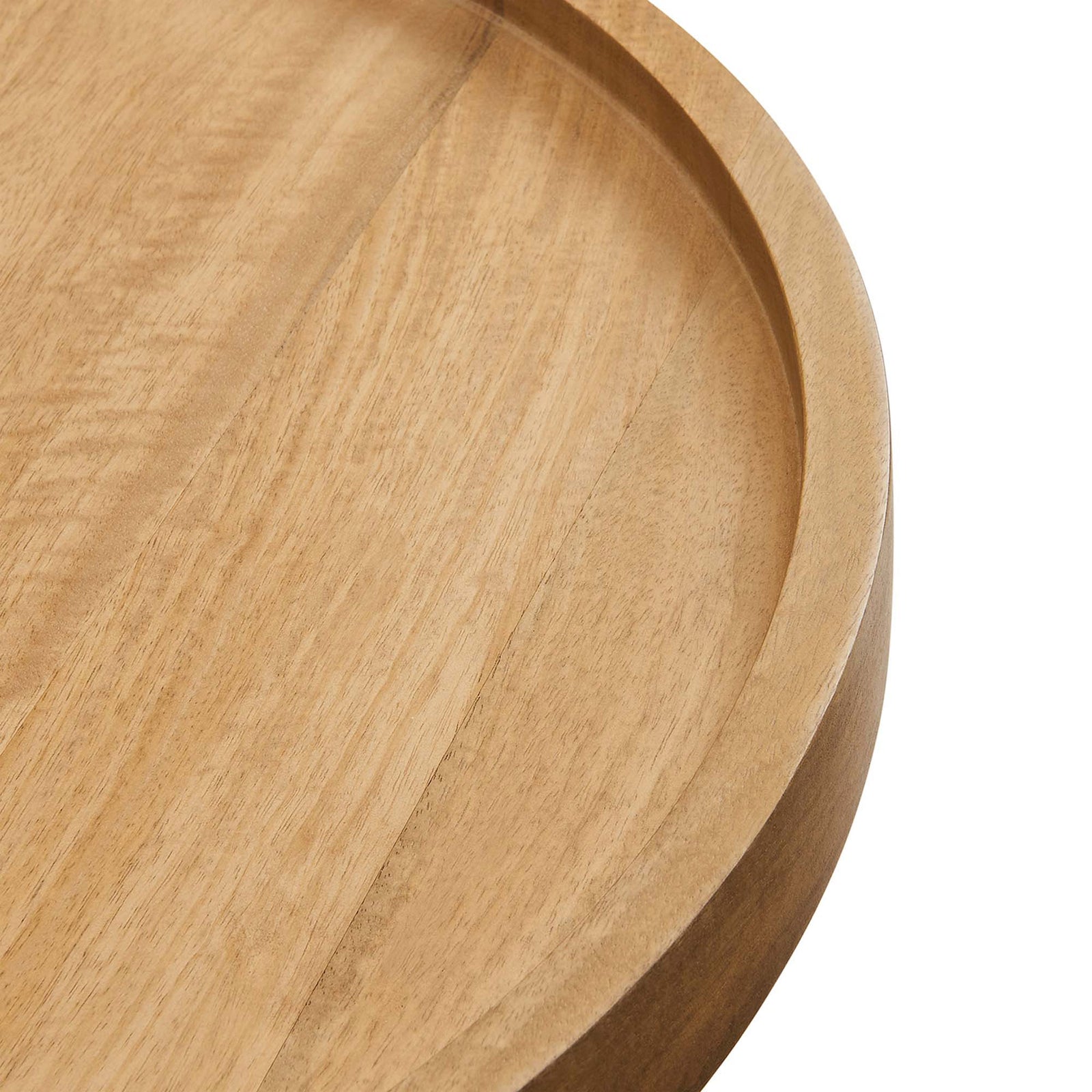 Detail of the tray edge highlighting the smooth raised lip and warm natural mango wood grain || EEI-6830-NAT || detail_studio