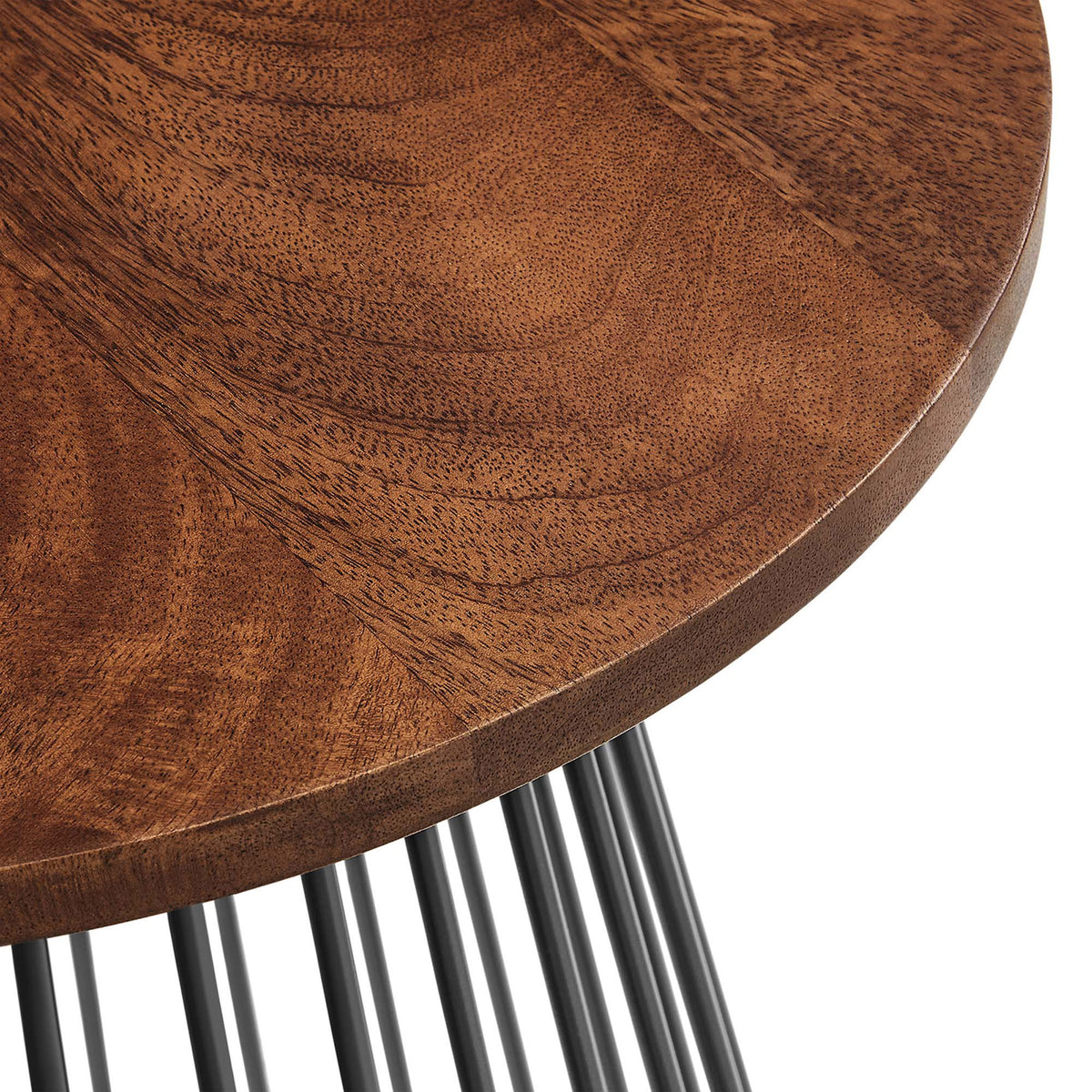 Walnut mango wood tabletop edge with joined panels that highlight the table's craftsmanship || EEI-6831-WAL || detail_studio