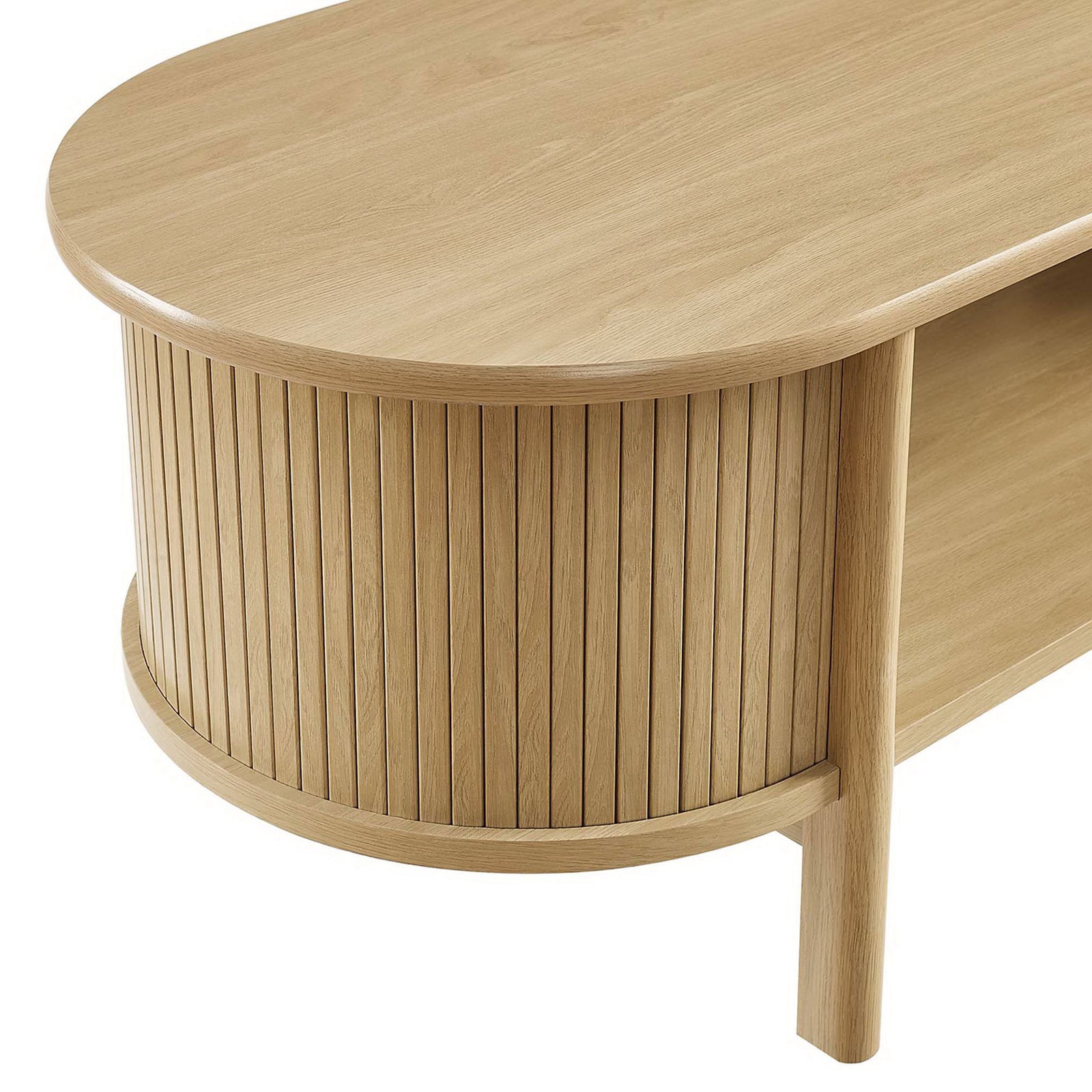 Rounded edge and vertical fluting showcase the table's refined craftsmanship || EEI-6837-OAK || detail_studio
