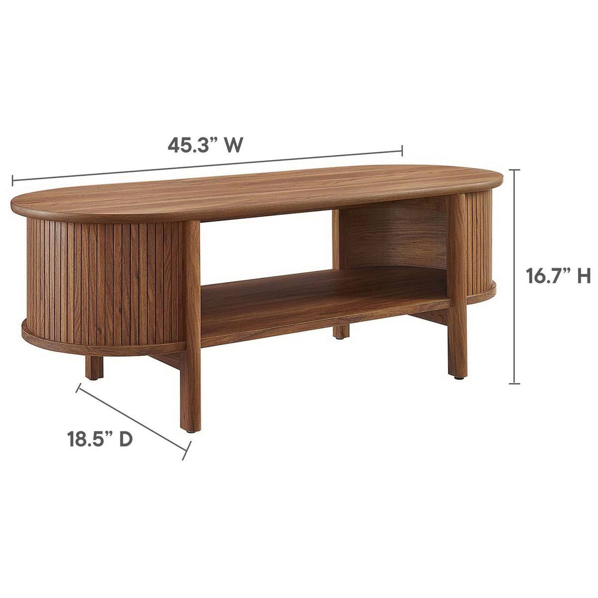 Sized for modern living rooms with a generous surface and an easy-access storage shelf || EEI-6837-WAL || dimension_studio