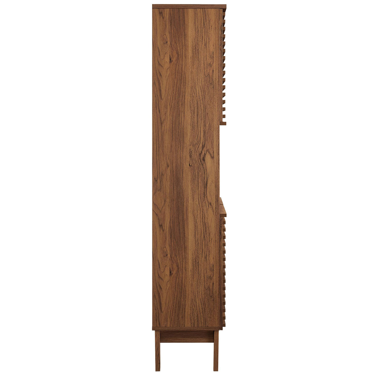 Slim profile with rich walnut grain and tapered legs that elevate the silhouette || EEI-6852-WAL || side_studio