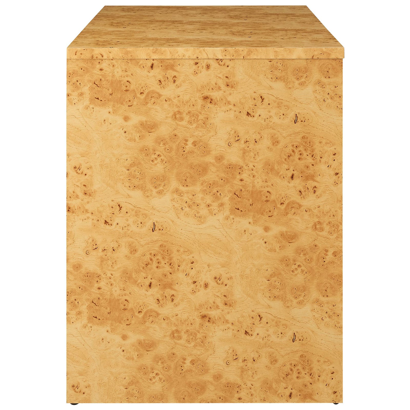 Rich burl wood grain wraps the desk for a sophisticated, one-of-a-kind finish || EEI-6858-BUR || detail_studio