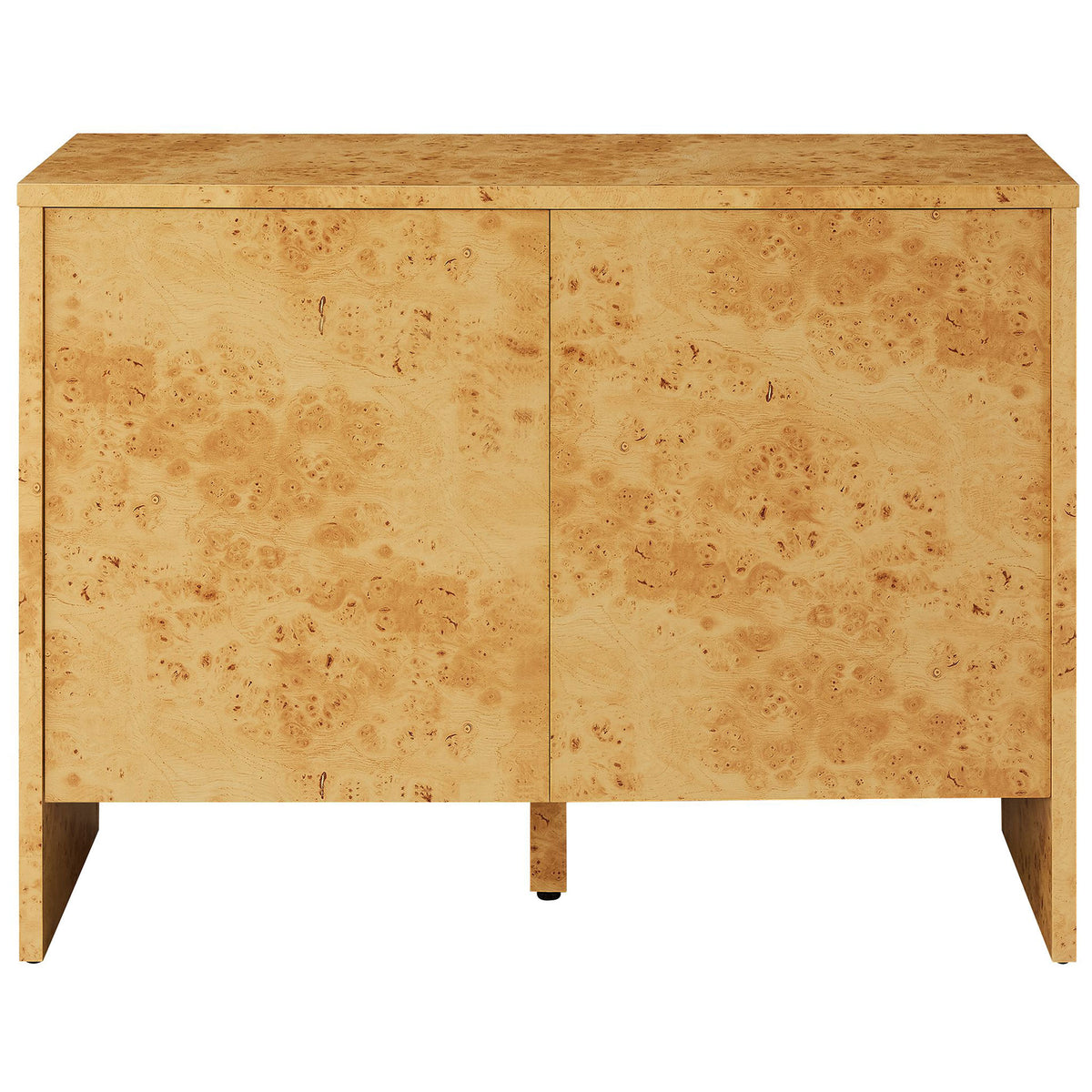 Minimalist dual-door Hudson sideboard in natural burl wood, bringing organic warmth to modern interiors. || EEI-6859-BUR || front_studio