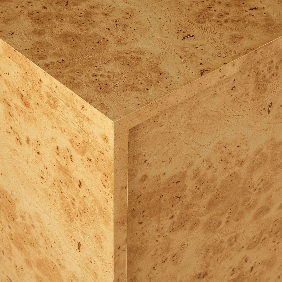 Burl wood laminate surface of the Hudson sideboard showing organic knots and warm natural tones || EEI-6860-BUR || swatch_studio