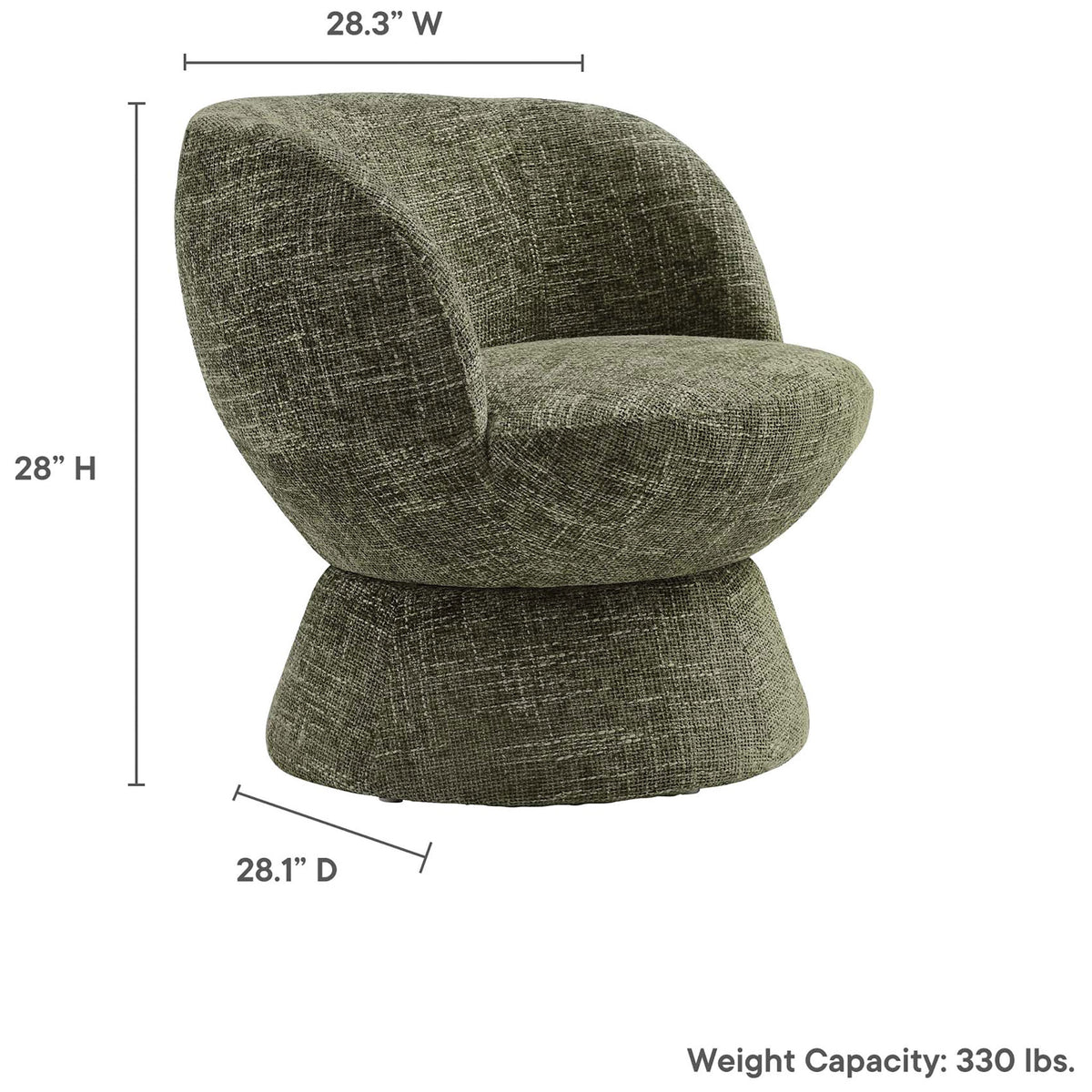 Space-savvy barrel chair sized to fit small rooms without sacrificing comfort || EEI-6863-BAS || dimension_studio