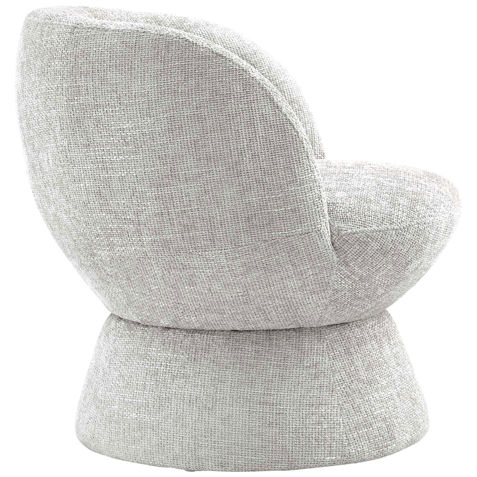 Distinctive back seam and smooth barrel form in textured chenille elevate the minimalist design. || EEI-6863-DOV || back_angle_studio