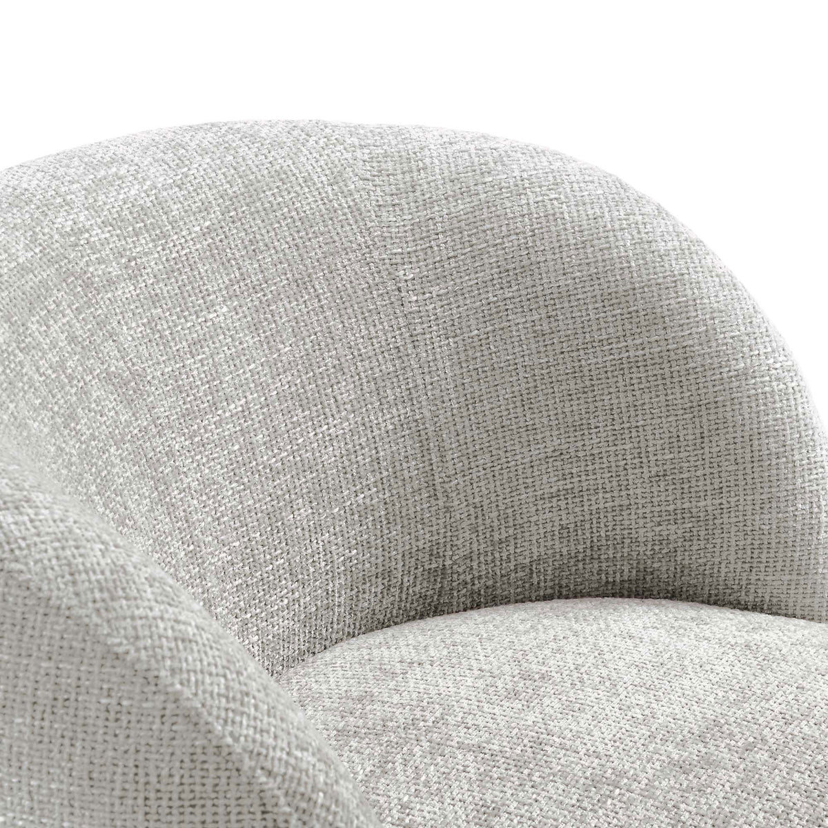 Curved, cushioned backrest wrapped in soft, textured chenille for inviting comfort. || EEI-6863-DOV || detail_studio
