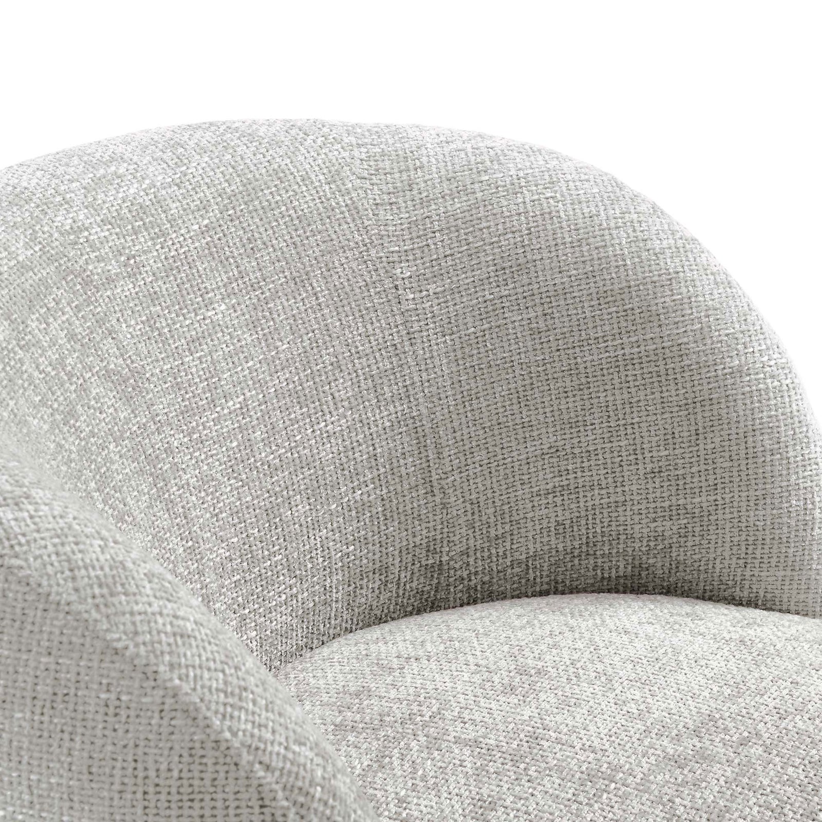 Curved, cushioned backrest wrapped in soft, textured chenille for inviting comfort. || EEI-6863-DOV || detail_studio