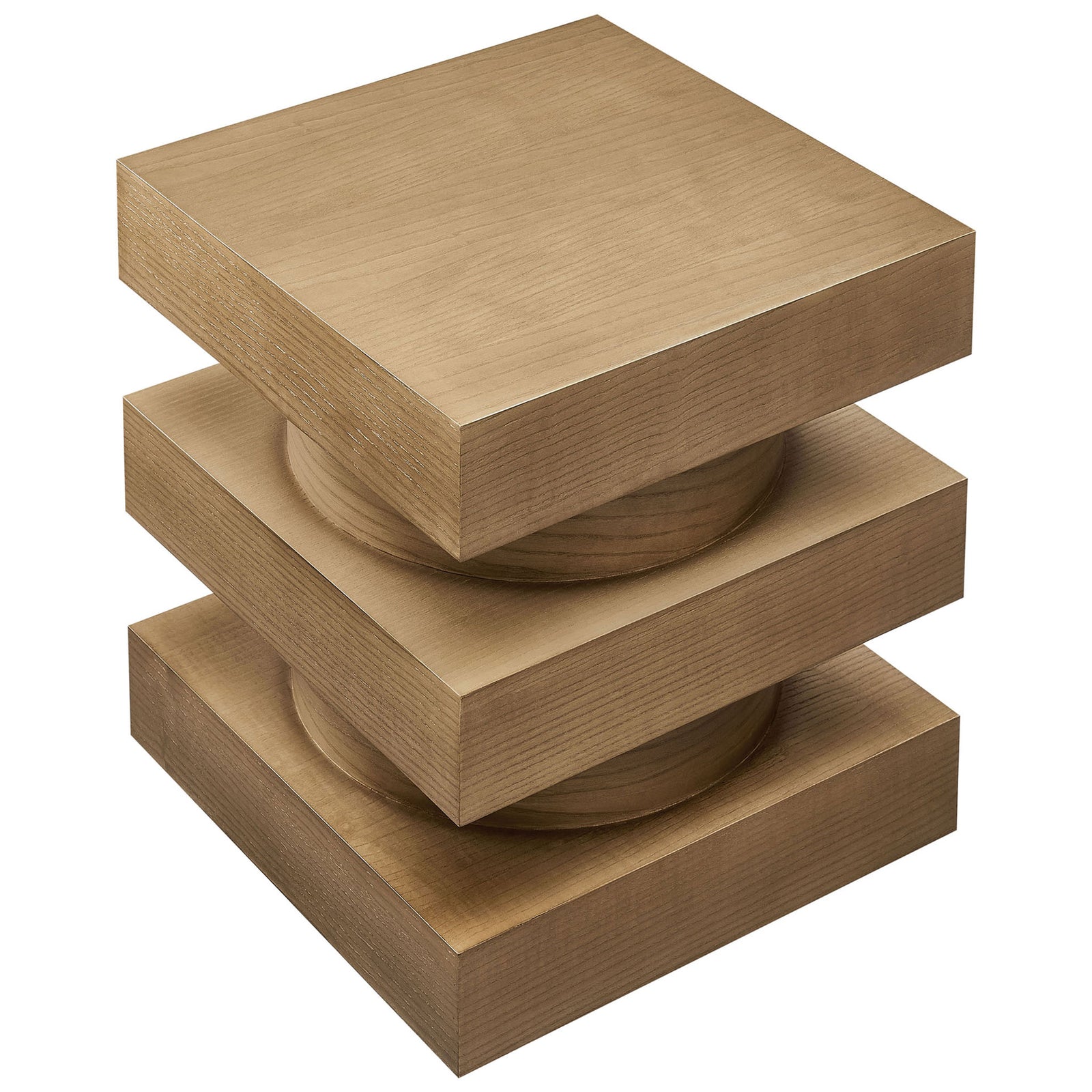 Stacked square tiers create a smooth tabletop surface with rich caramel ash wood grain detail || EEI-6864-CAS || top_angle_studio