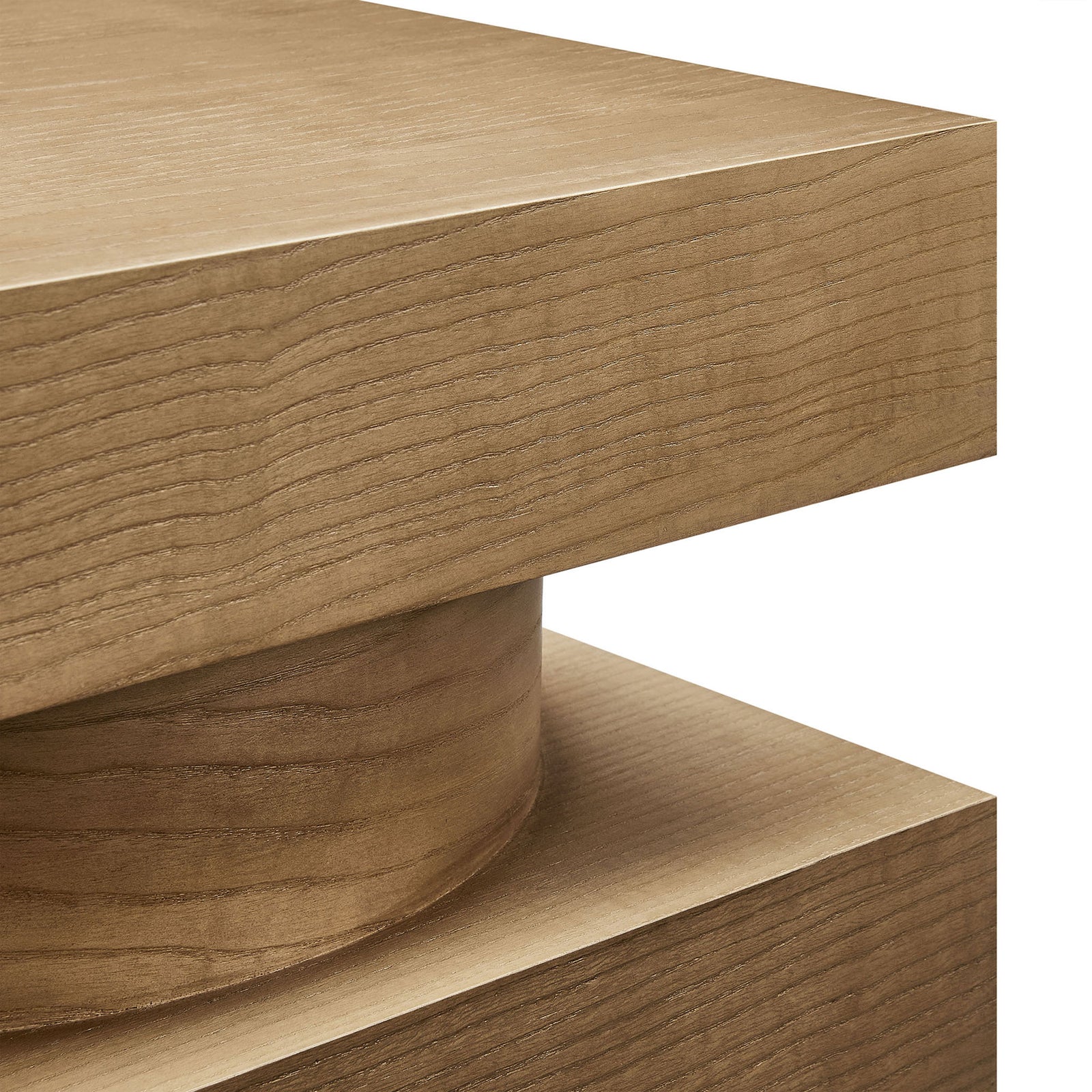 Rounded column meets crisp square edge, showcasing the smooth finish and subtle wood grain || EEI-6864-CAS || detail_studio