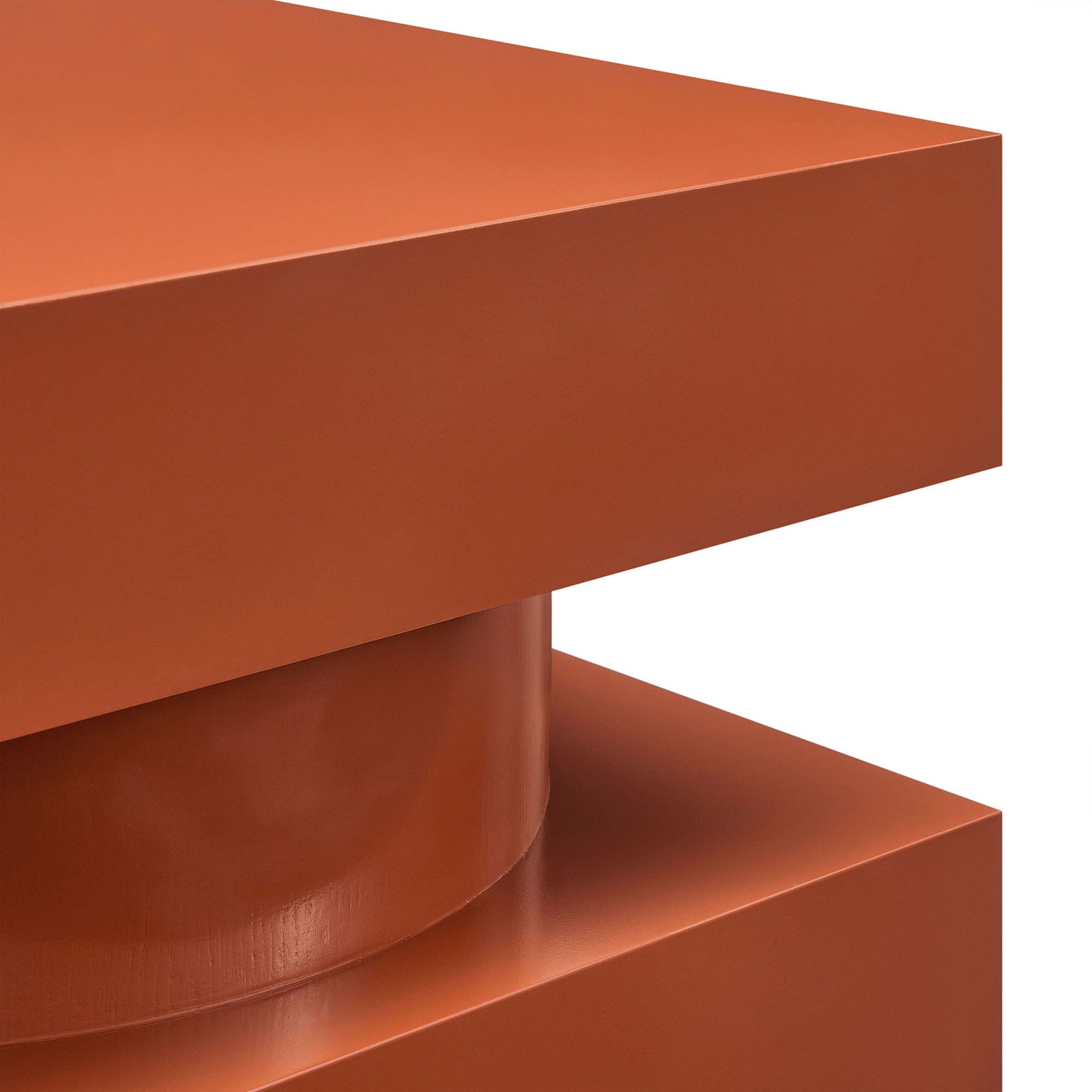 The Perpetuate table's smooth mango wood construction and sleek painted cayenne finish. || EEI-6864-CAY || detail_studio