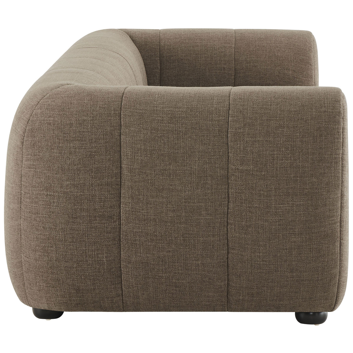 Low profile sofa in mocha fabric showcasing its thick padded arm and streamlined silhouette || EEI-6866-MOC || side_studio