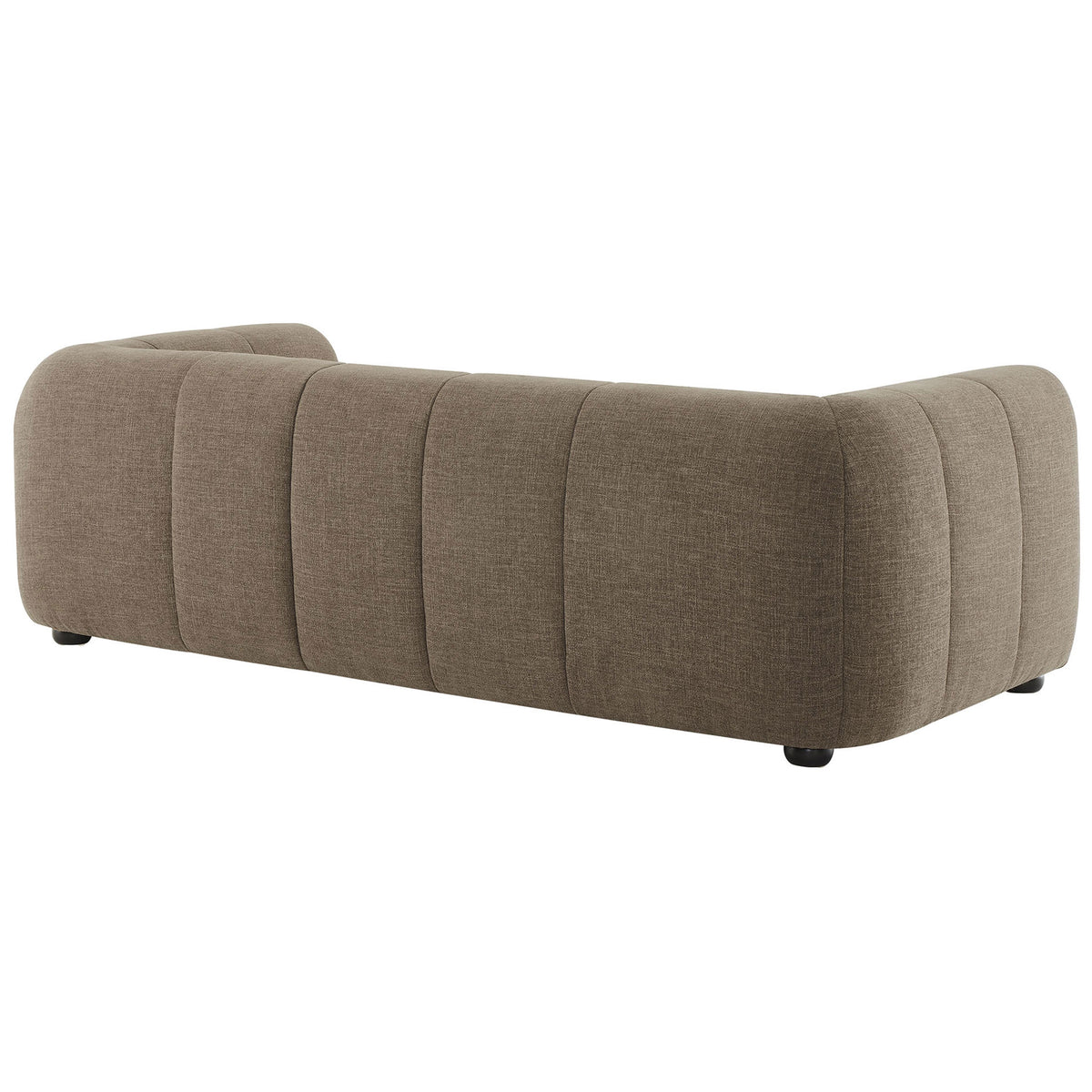 Mocha upholstered sofa with softly rounded back and stitched panels for a sculpted modern look || EEI-6866-MOC || back_angle_studio