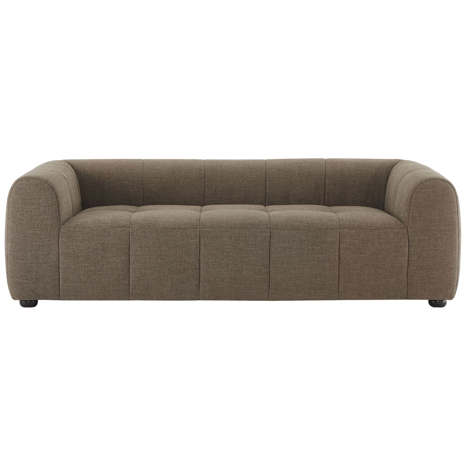 Modern deep seat mocha sofa with channel tufting and low back for relaxed, contemporary comfort || EEI-6866-MOC || front_studio