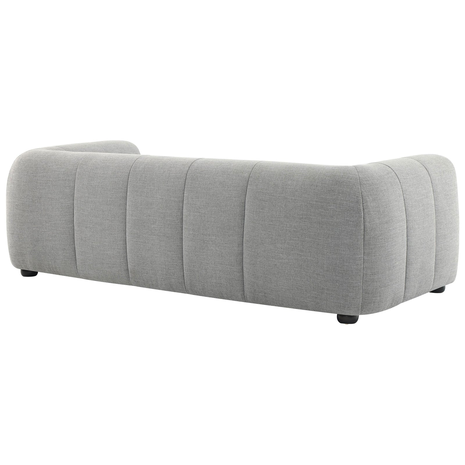 Pewter sofa with fully upholstered back and softly rounded corners for a sleek, finished look from every side || EEI-6866-PEW || back_angle_studio