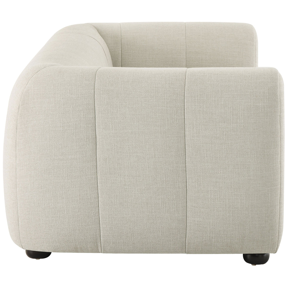 Linen loveseat showcasing generously padded arm and low-profile back for lounge-worthy comfort || EEI-6867-LIN || side_studio