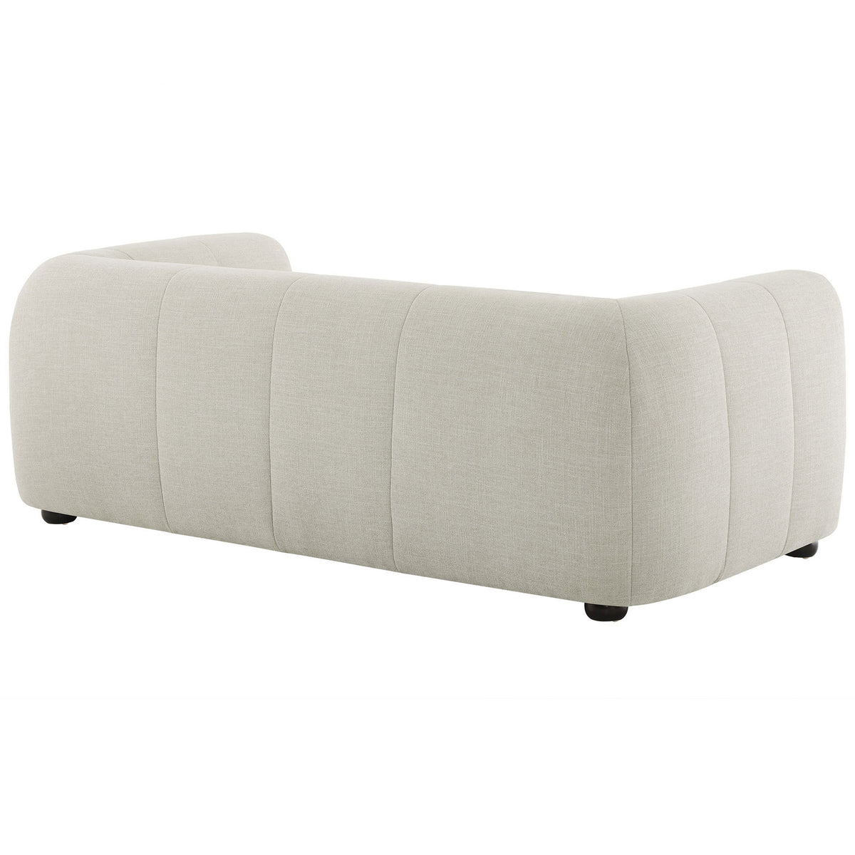Linen loveseat with smoothly rounded back and continuous channels for a sculpted modern silhouette || EEI-6867-LIN || back_angle_studio