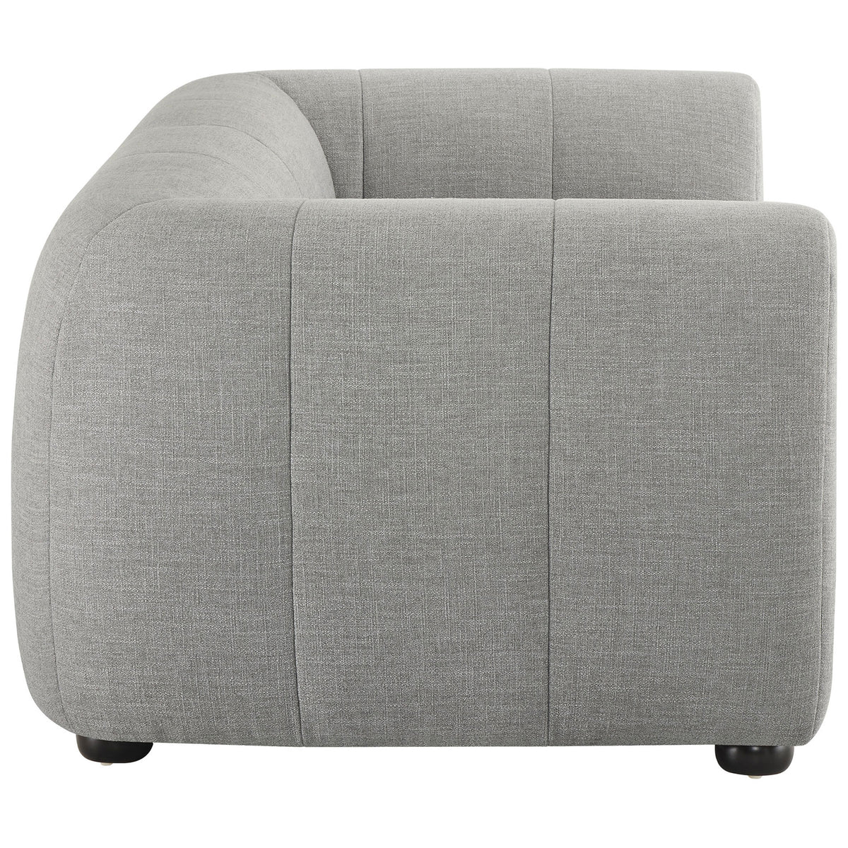 Streamlined loveseat in pewter fabric showcasing generously padded sides and smooth, continuous curves || EEI-6867-PEW || side_studio