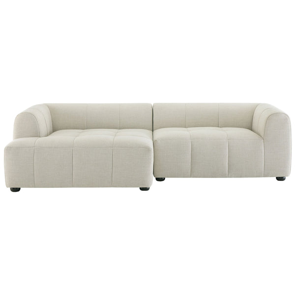 Left-facing Liana modular linen sofa with chaise and low-profile, gently curved arms || EEI-6868-LIN || front_studio