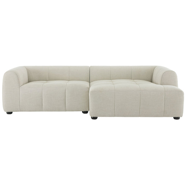 Right-facing Liana modular linen sofa with chaise and generously cushioned, tufted seating || EEI-6869-LIN || front_studio