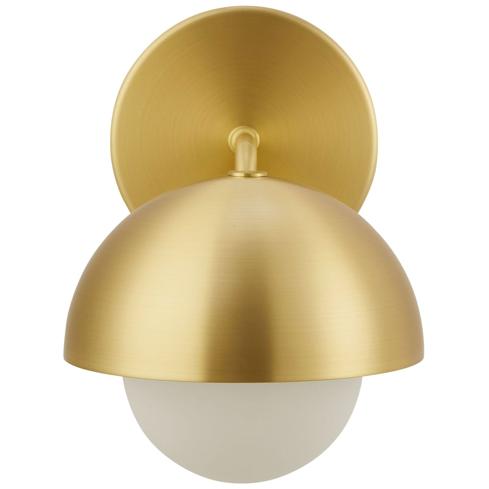 Brass dome wall sconce with opal glass globe brings warm contemporary style to your lighting || EEI-6871-BRA || front_studio