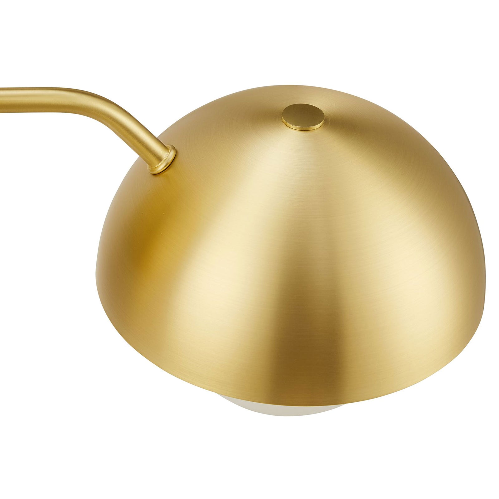Smooth satin brass dome shade highlights its sleek, minimal silhouette and brushed metal texture || EEI-6871-BRA || shade_studio