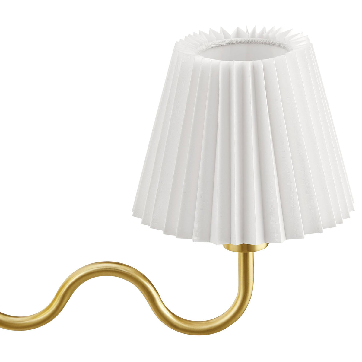 Pleated white shade meets slender brass arm, showcasing the texture and elegant contrast of this wall sconce. || EEI-6873-BRA || shade_studio