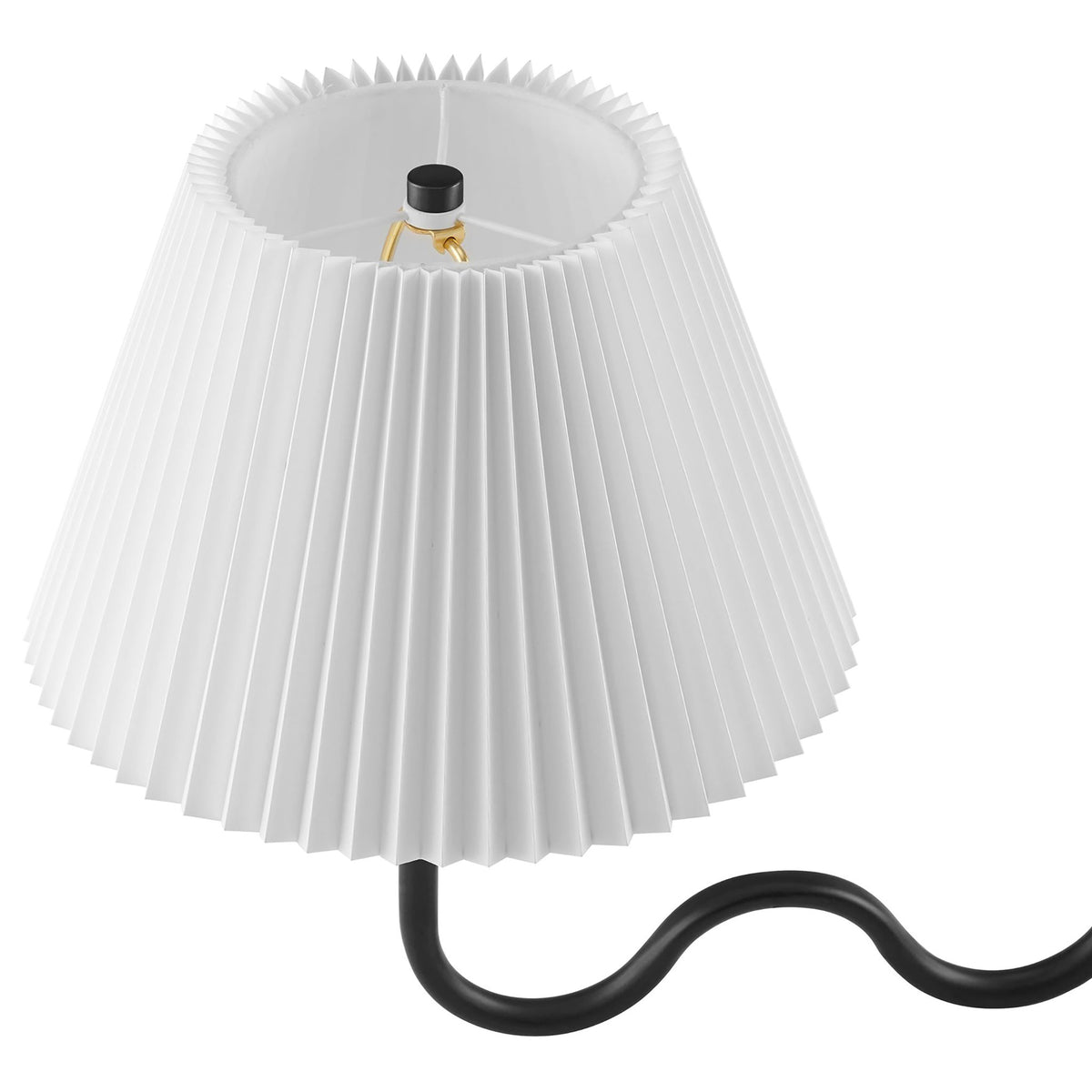 Crisp pleated fabric shade with visible E26 socket detail || EEI-6874-BLK || shade_studio