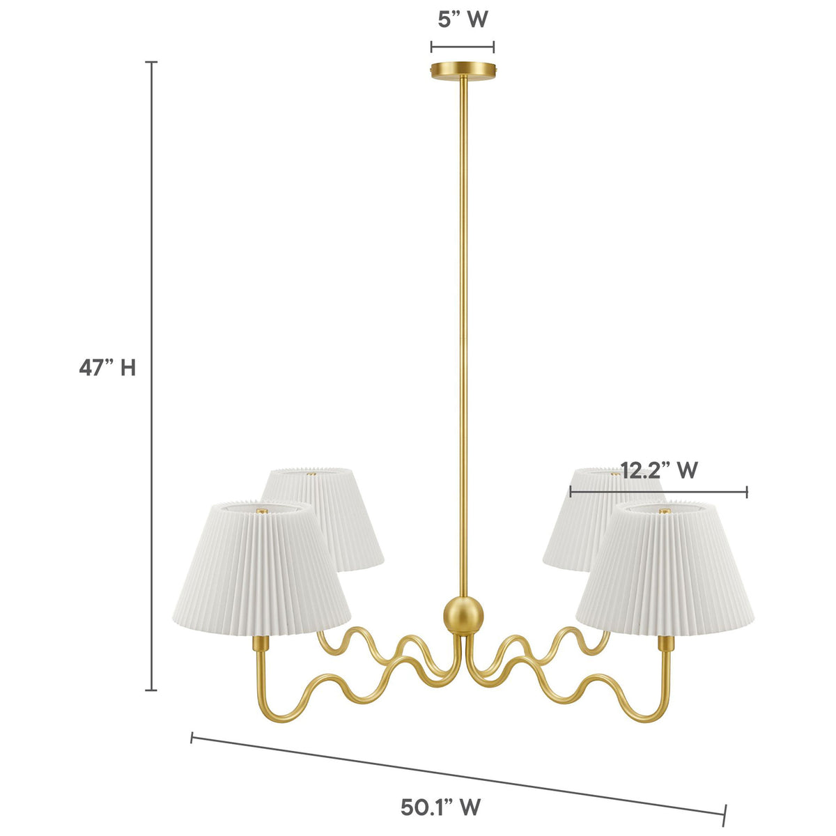 Scaled to 50.1 inch wide by 47 inch high with 5 inch canopy and 12.2 inch shades || EEI-6875-BRA || dimension_studio