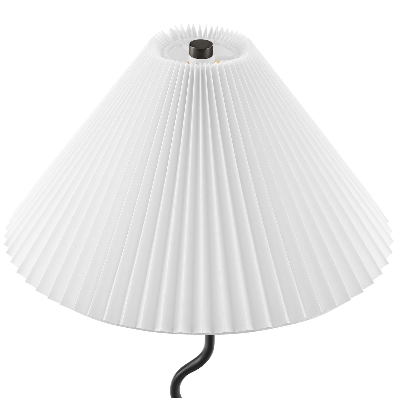 Pleated white cone shade of the Wave squiggle table lamp, showing its crisp sculptural texture || EEI-6876-BLK || shade_studio