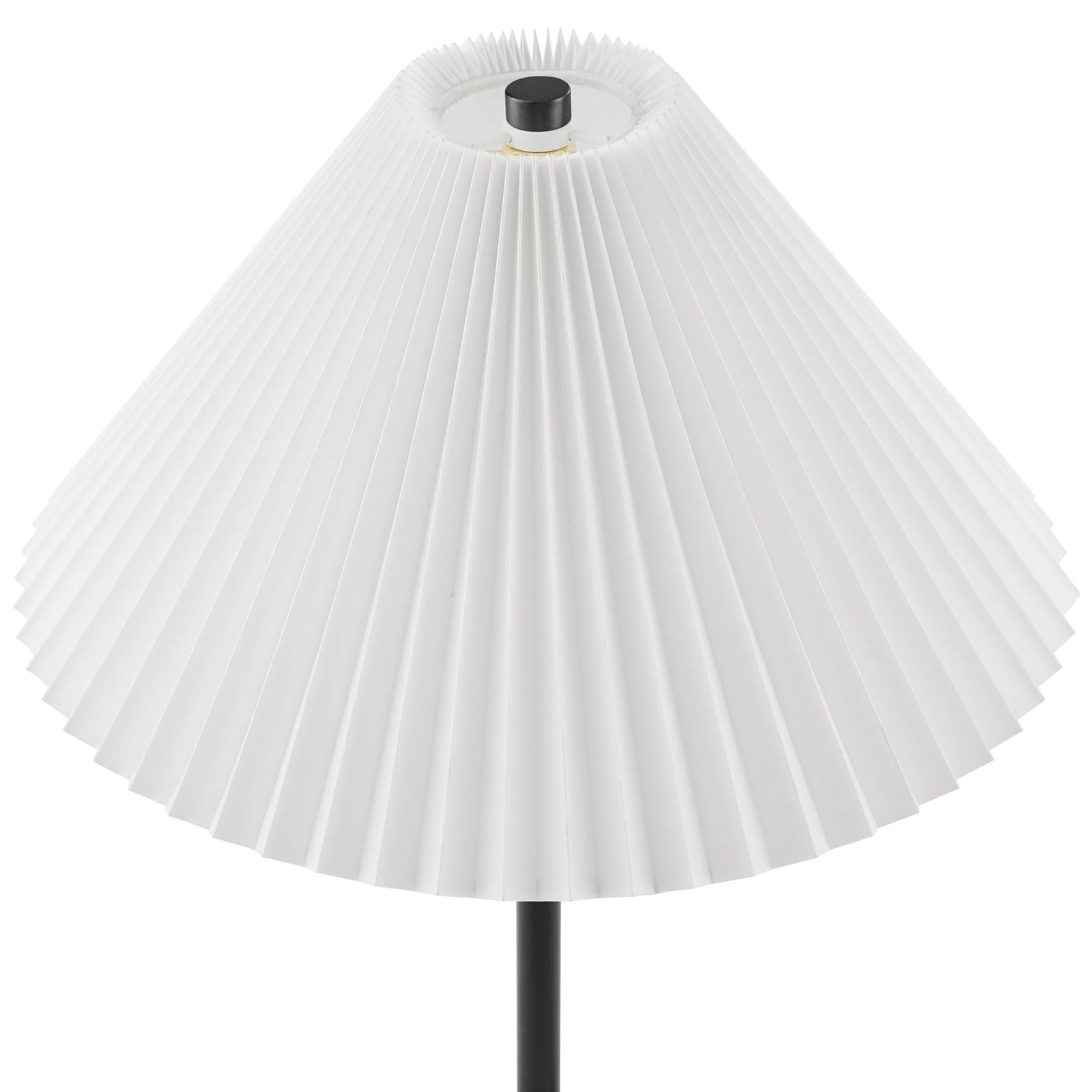 Crisp white pleated shade of the Illusion floor lamp showcasing sculptural folds and a refined profile || EEI-6879-BLK || shade_studio
