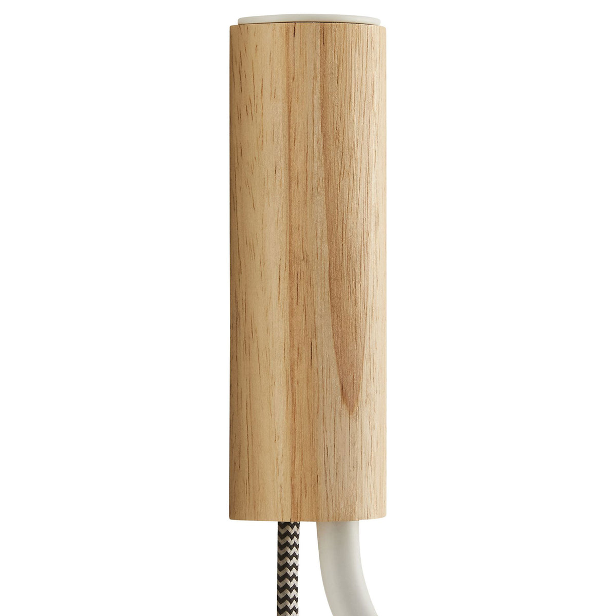 Smooth natural wood backplate adds organic warmth to the bright white metal wall lamp || EEI-6880-NAT-WHI || detail_studio