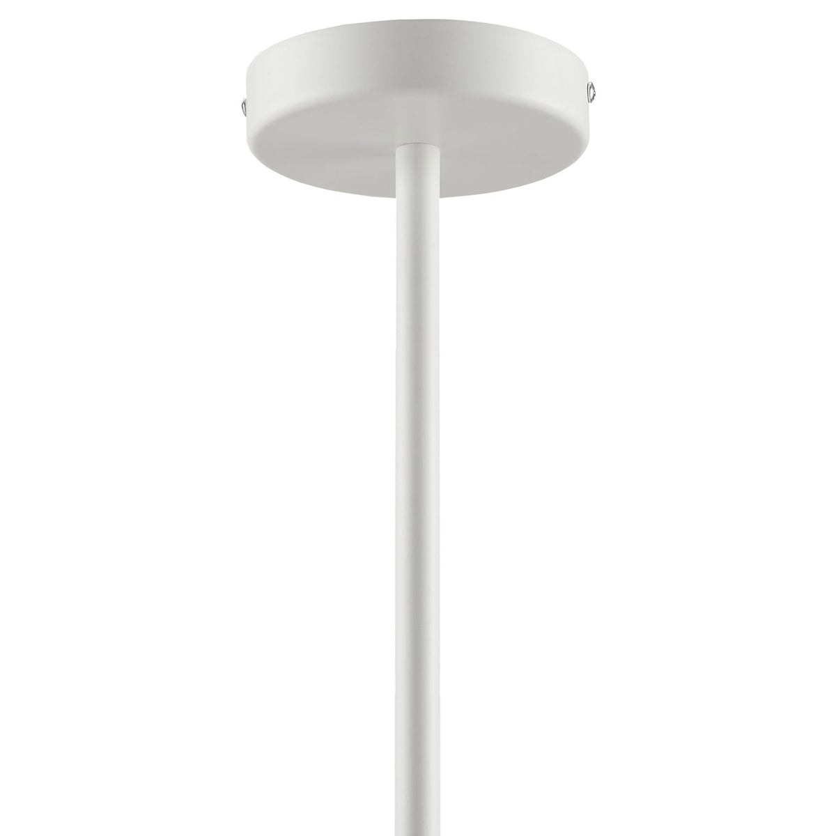 Minimalist round canopy and slim downrod in matching matte white finish || EEI-6882-NAT-WHI || detail_studio