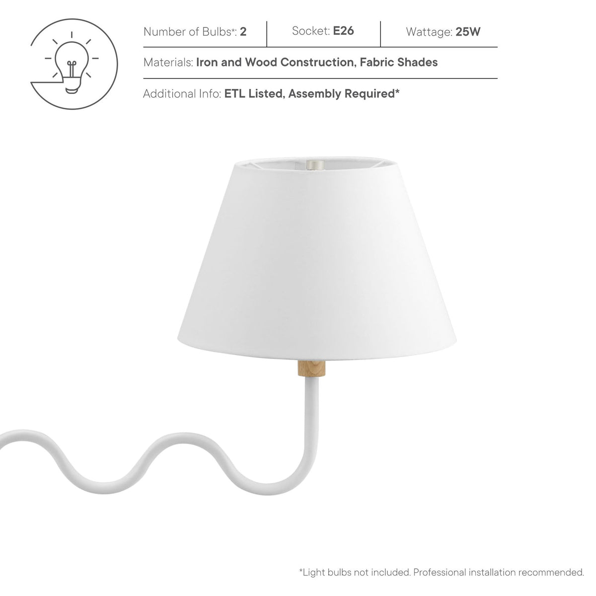 ETL-listed pendant with E26 sockets; uses two 25W bulbs, bulbs not included || EEI-6882-NAT-WHI || callout_studio