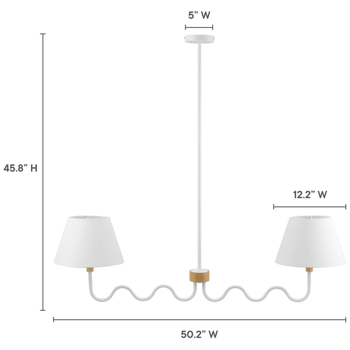 Dimensions: 50.2 in wide x 45.8 in high with 12 in wide shades and 5 in canopy || EEI-6882-NAT-WHI || dimension_studio