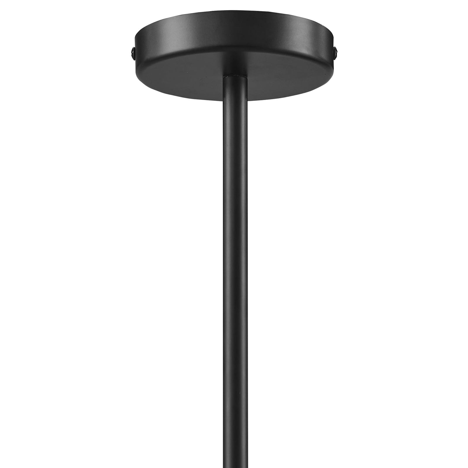 Sleek round ceiling canopy and straight downrod in a matte black finish || EEI-6883-WAL-BLK || detail_studio