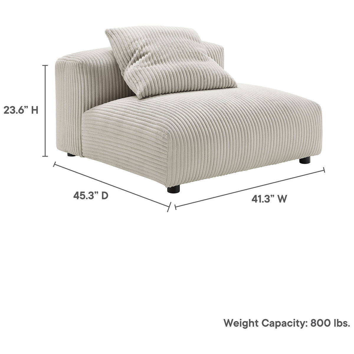 Spacious design measuring 45.3 in D x 41.3 in W x 23.6 in H with 800 lb weight capacity || EEI-6884-ALM || dimension_studio