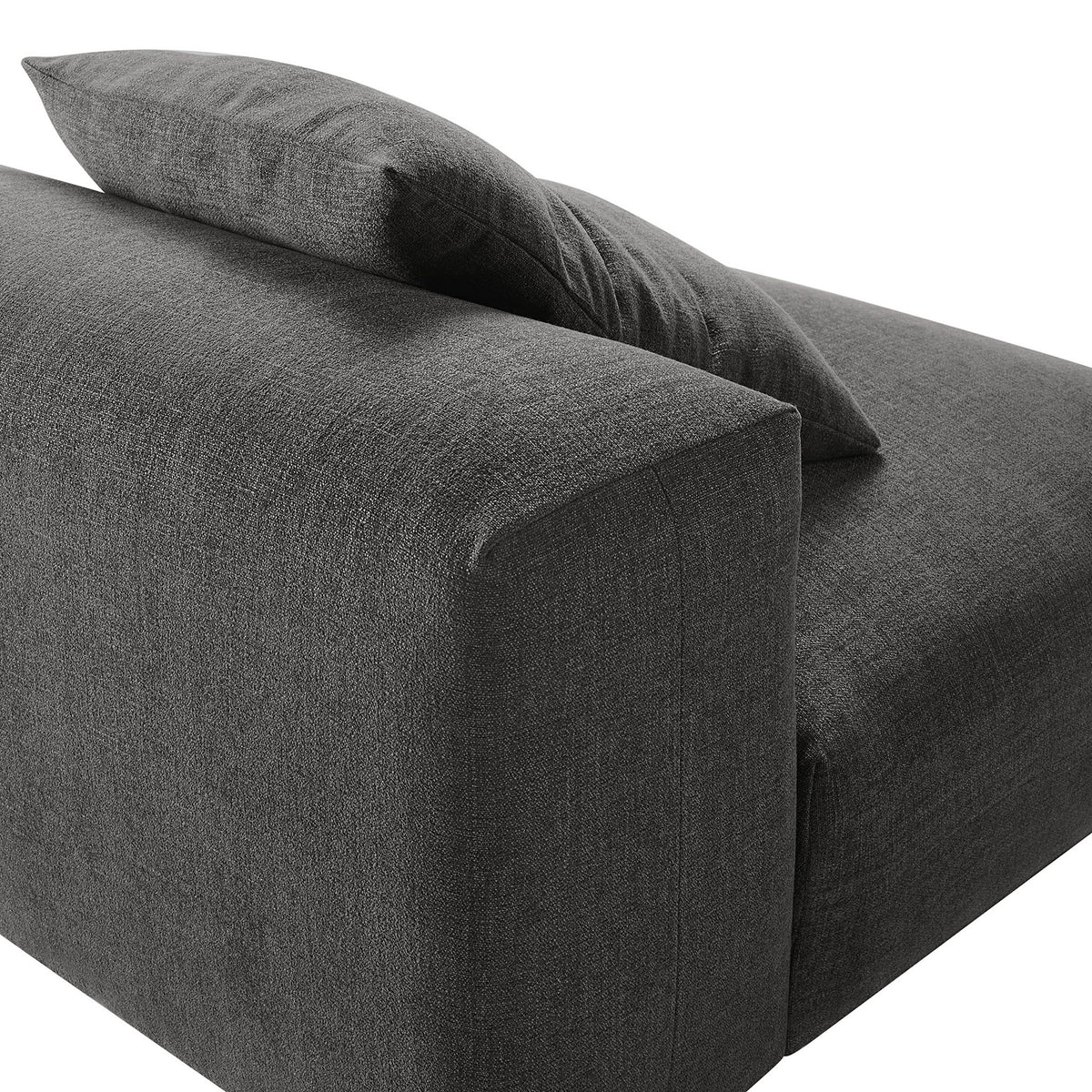 Textured woven upholstery and plush pillow with smooth, seam-free edges || EEI-6885-CHA || detail_studio