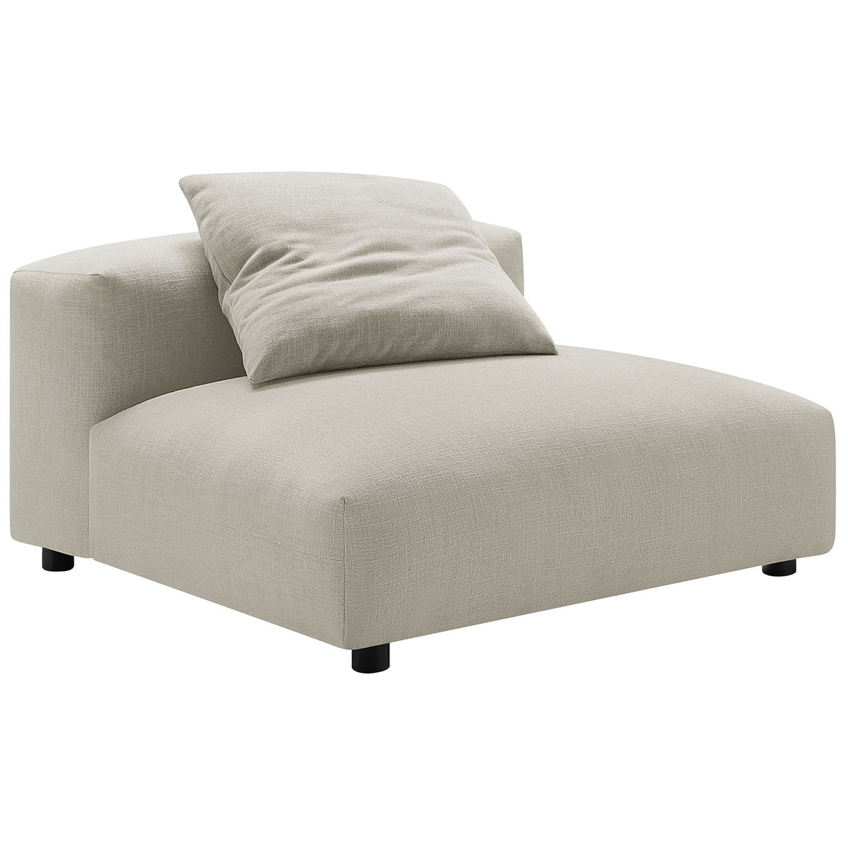 Oversized modular lounge chair in linen fabric with a deep seat, rounded edges, and matching pillow || EEI-6885-LIN || front_angle_studio